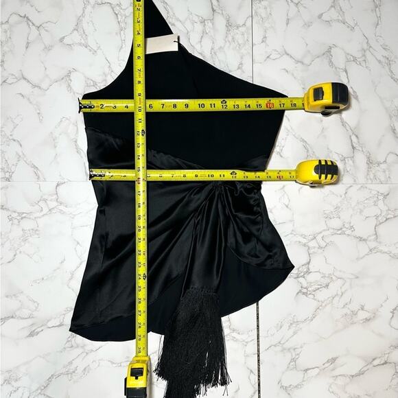 #T184 Cinq À Sept Theoline One-shoulder Crepe & Satin Top In Black SZ L $395 - Picture 13 of 13